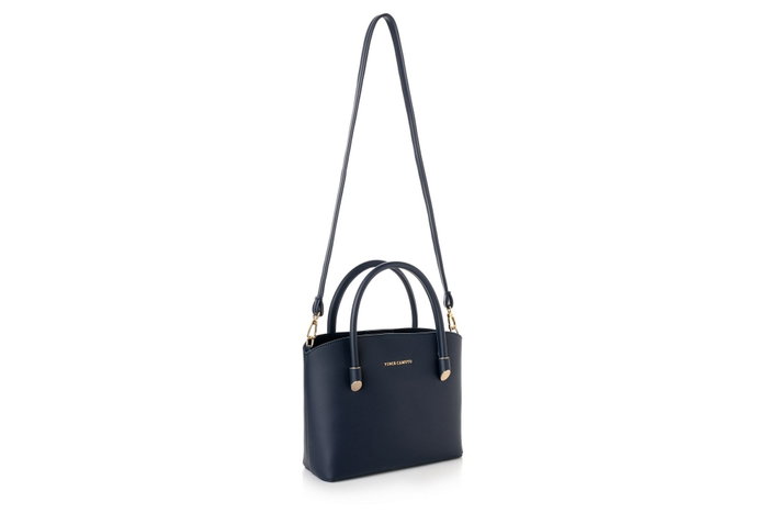 Vince Camuto Bolso Ravenna Dark Blue, Bolso de Piel de Polivinilo Azul Oscuro, Dimensiones 25x10x20 cm